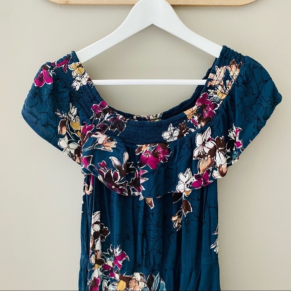 Xhilaration Floral Print Maxi Dress Blue Sz Medium - Picture 12 of 12